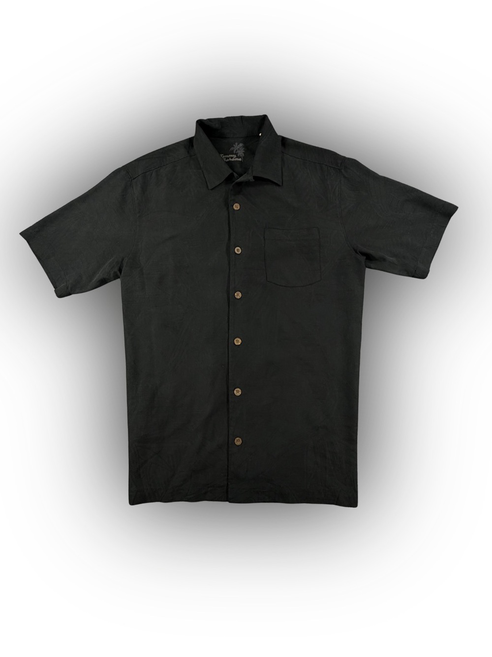 Men's Tommy Bahamas Cabana Silk Short Sleeve Button Down Shirt Black Size S